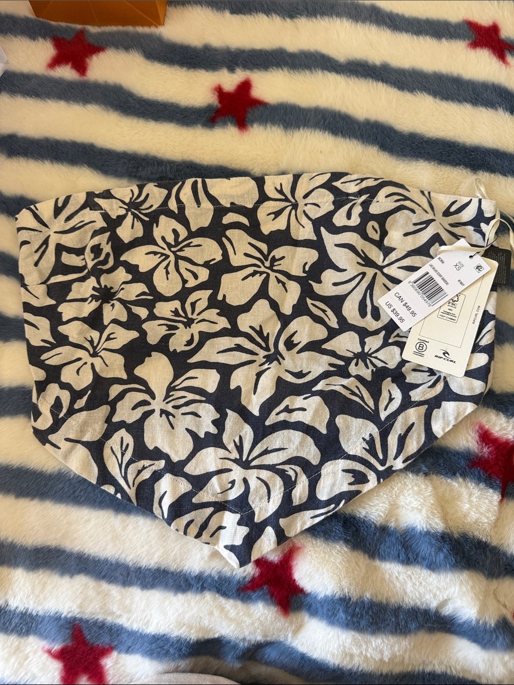 Rip Curl Navy & White Floral Bandana Top